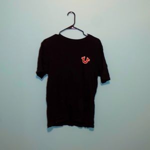 TRUE RELIGION BUDDHA VELOUR LOGO CREW NECK T SHIRT